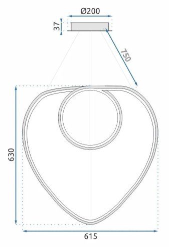 Pendant LED Lamp TOOLIGHT APP797-CP LOOP Gold + remote control 1-light point 70W 61,5x63cm