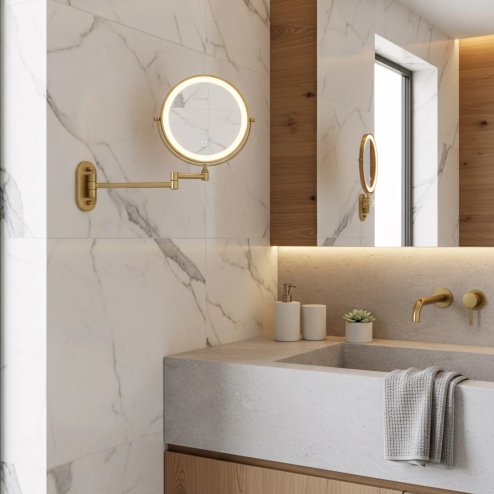 MIRROR REA GLOW BRUSH GOLD LED