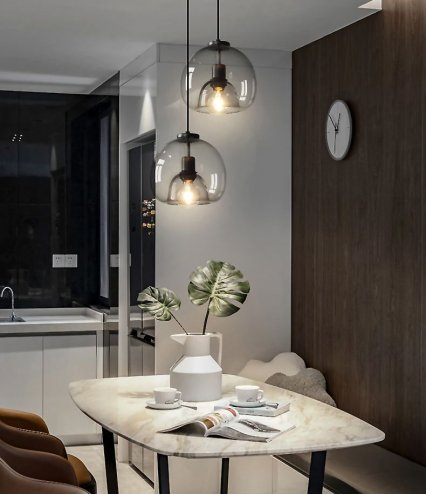Pendant Lamp TOOLIGHT APP1027-1CP Black Round 1-light point E27 25x25x45-100cm