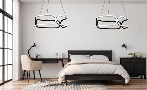 Pendant LED Lamp TOOLIGHT APP790-CP Black + remote control 3-light points 90 W 56x56x18-108cm