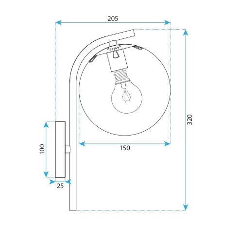 WALL LAMP TOOLIGHT G103-1W BLACK WHITE