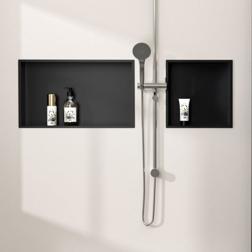 Built-in Stainless Steel Bathroom Shelf 30X30 Black Matt