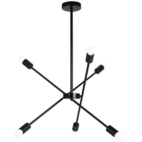 Pendant Lamp TOOLIGHT APP1114-6CP Black Metal E27 6-light points