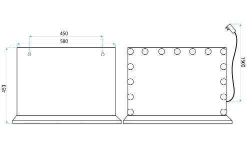 MIRROR REA HOLLYWOOD WHTE 58X45 LED