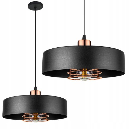Pendant Lamp TOOLIGHT APP1246-1CP Black Metal E27 1-light point