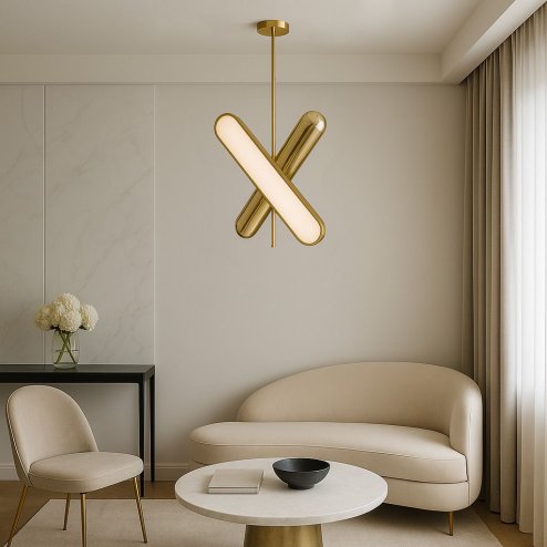Pendant LED Lamp TOOLIGHT APP832-CP Gold 2-light points 24W 9,2x43,5x70cm