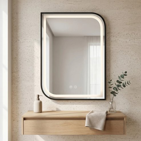 Mirror Rea Zone 80X60 Led Black