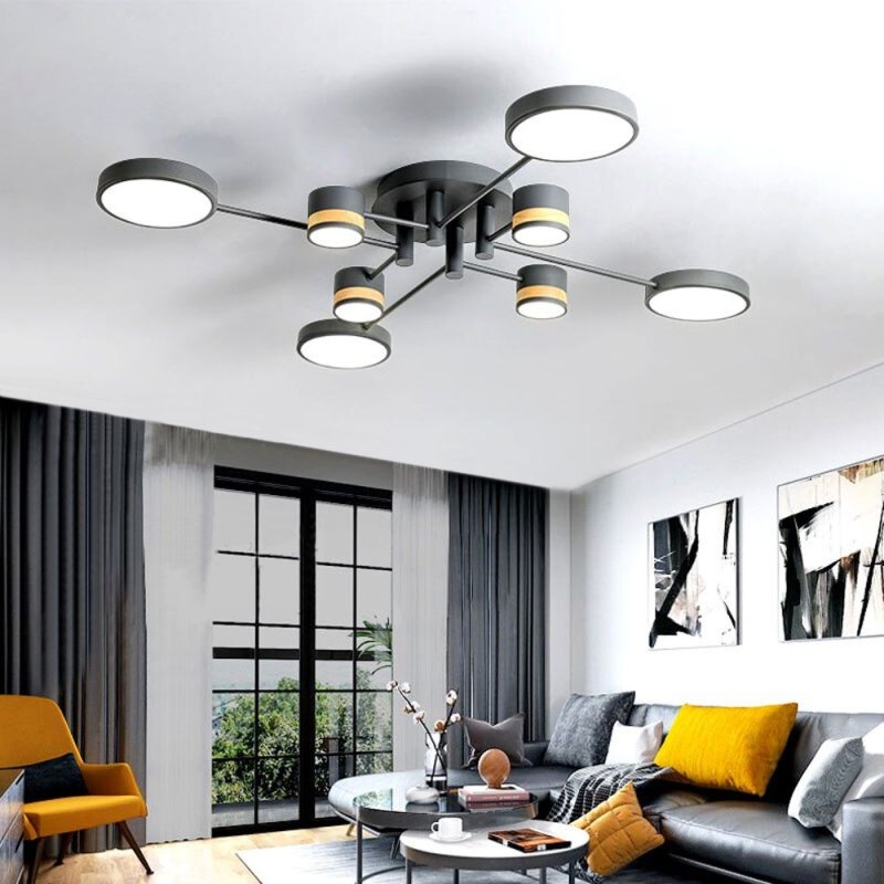 Ceiling LED Lamp Chandelier TOOLIGHT APP528-8C Grey + Remote Control 8-light points 79x79x11Cm