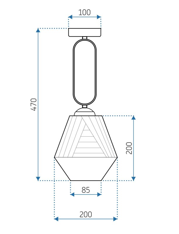 Pendant Lamp TOOLIGHT APP1025-1CP Gold 1-light point E27 20x20x47cm