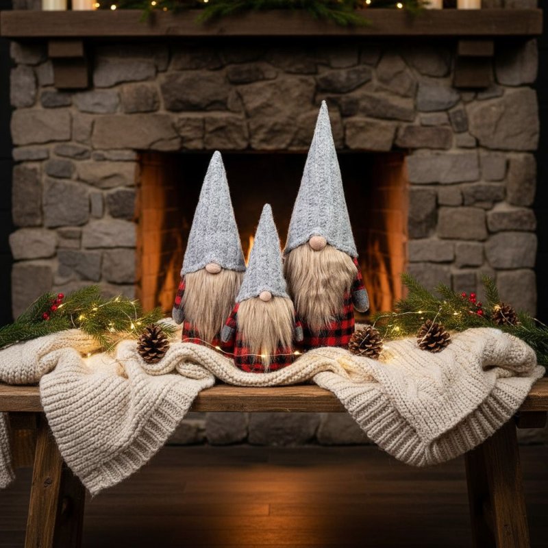 CHRISTMAS GNOME SET TUTUMI YX055 RED GREY