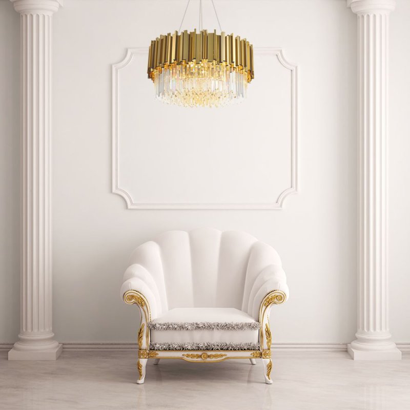 Chandelier Toolight APP601-C Crystal Gold 4-light points E14 38x38x13,5cm