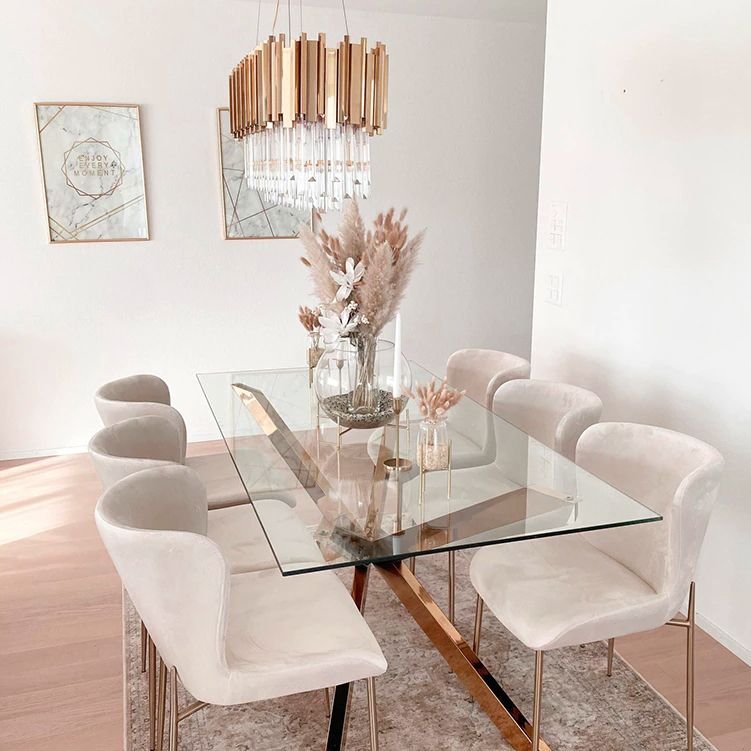Pendant Lamp TOOLIGHT 312355 Cristal Gold 6-light points E14 60x30x38-138cm