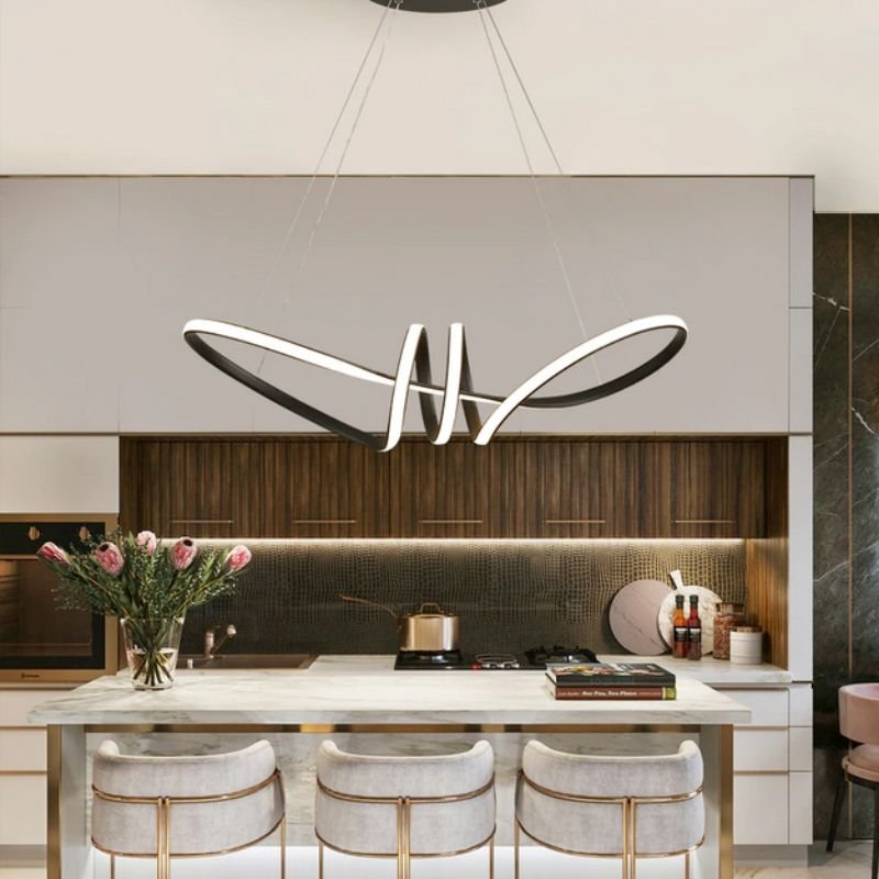 Pendant LED Lamp TOOLIGHT APP823-CP Modern Black + remote control 1-light point 70 W 73x25cm