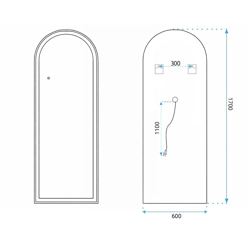 Mirror Rea Orbit 60X170 Black