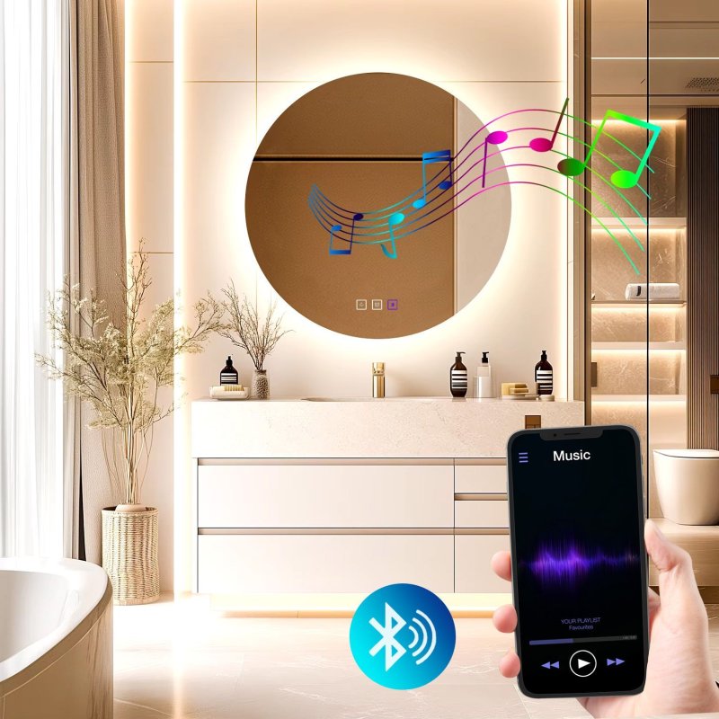 Mirror LED 80cm ROUND BLUETOOTH