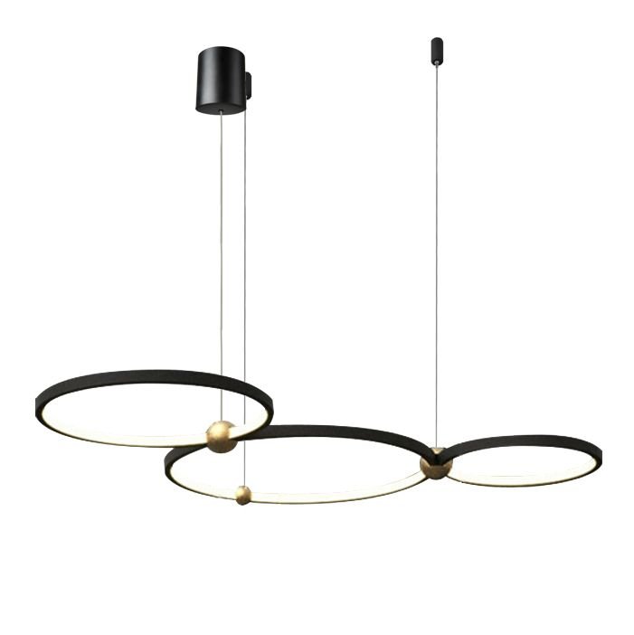 Pendant LED Lamp TOOLIGHT APP752-30-40-50 Black Ring + remote control 3-light points 63x112x70cm
