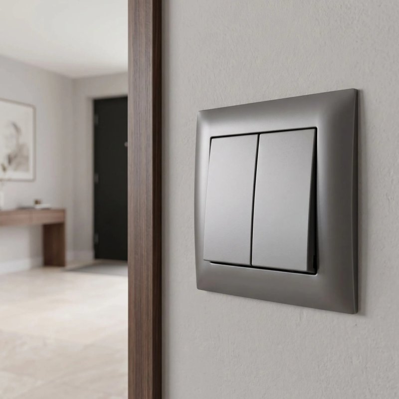 Toolight Double Switch With Frame Oste Jnh007-w Grey