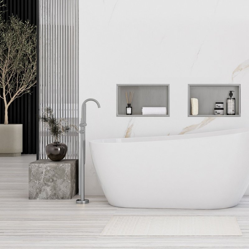 Built-in Stainless Steel Bathroom Shelf 30X45 Brushed Steel