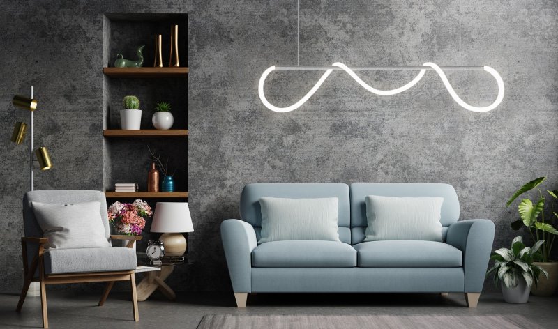 Pendant LED Lamp TOOLIGHT APP855-CP LONG Chrome 1-light point 60W 120x26cm