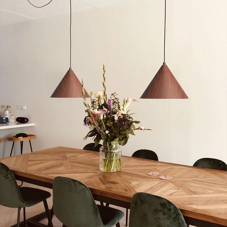 Pendant Lamp TOOLIGHT APP1443-1CP Dark Wood Cone E27