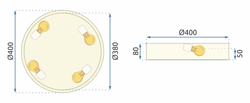 Ceiling Lamp Chandelier TOOLIGHT APP873-C Classic Gold 40cm Round 4-light points E27 40x8Cm