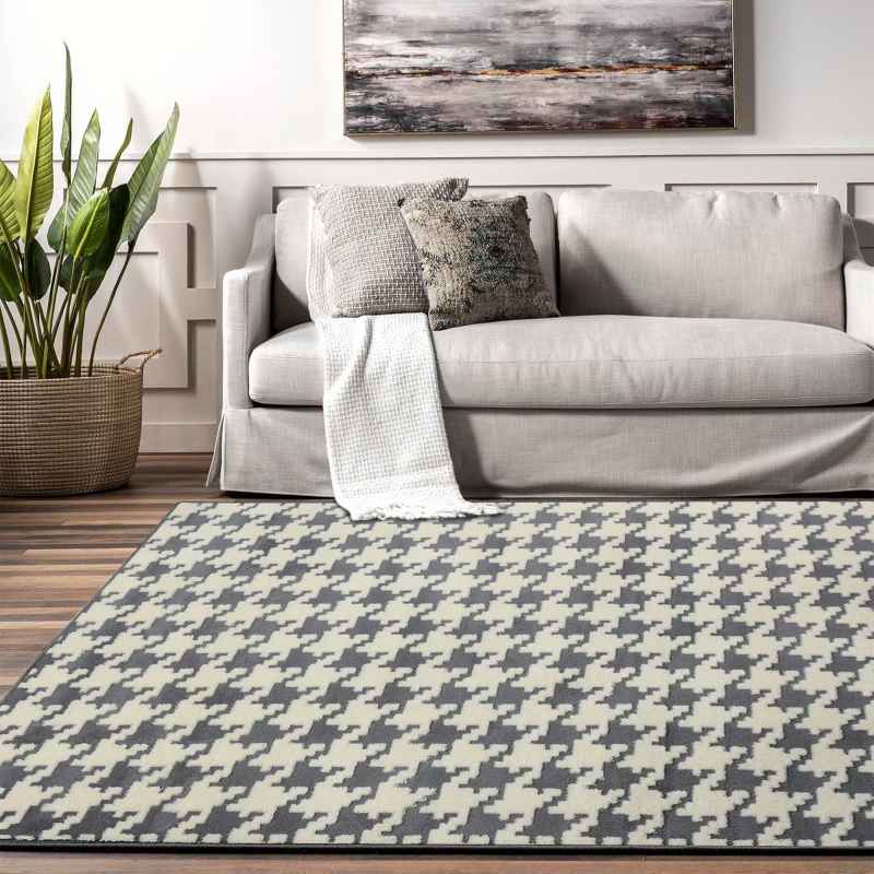 PLUSH CARPET CLOVER PEPITKA GREY 1.40*2.00