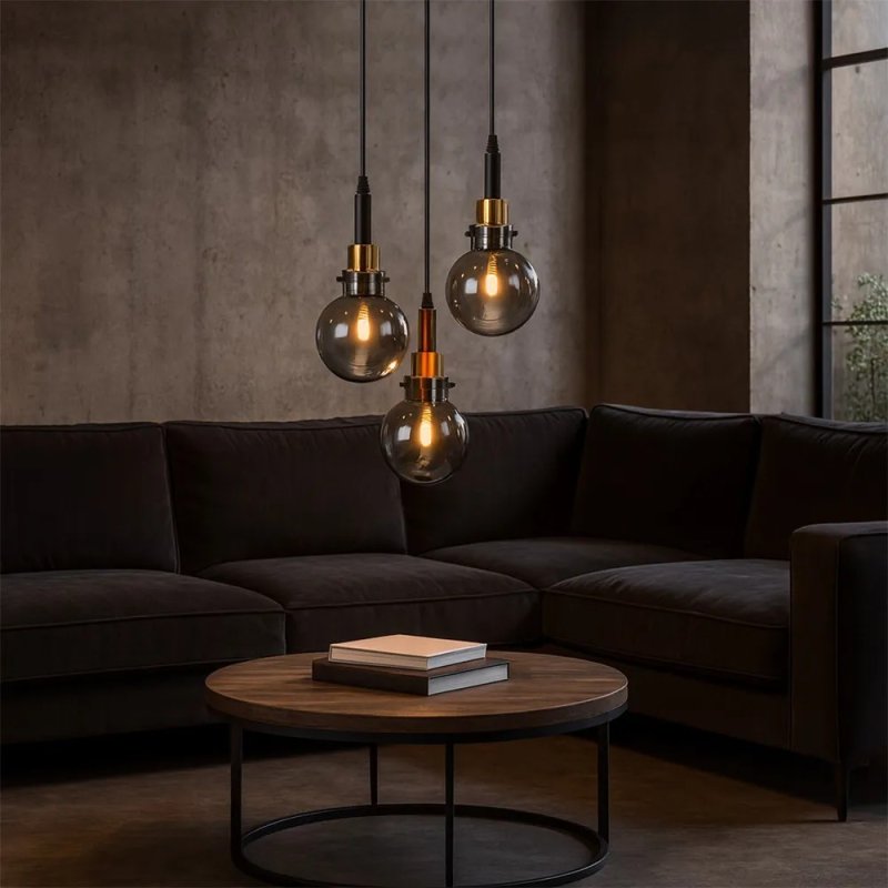 Pendant Lamp TOOLIGHT APP1125 Balls Metal - Glass Black - Gold E14 1-light point