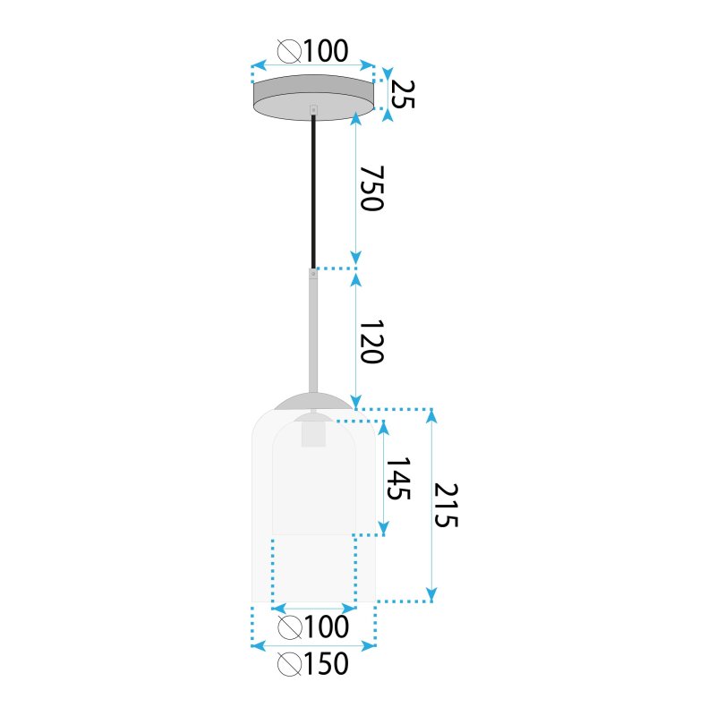 HANGING CEILING LAMP TOOLIGHT APP1705-1CP GREY
