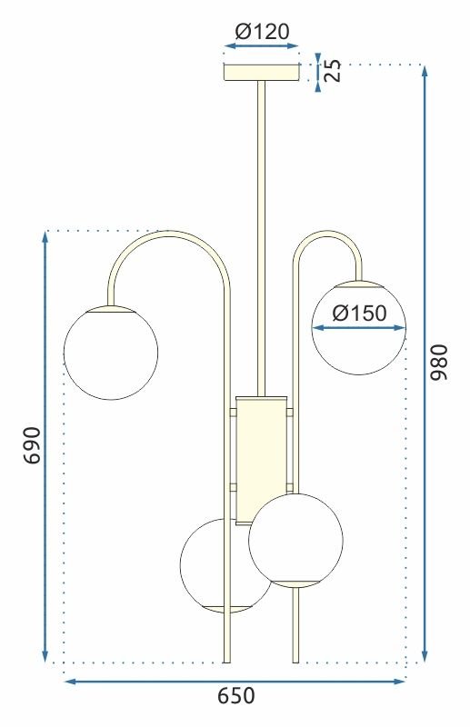 Pendant Lamp TOOLIGHT APP1003-6CP Ball Gold 6-light points G9 69x65x98cm