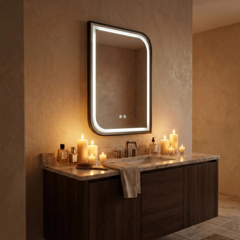 Mirror Rea Zone 70X50 Led Black