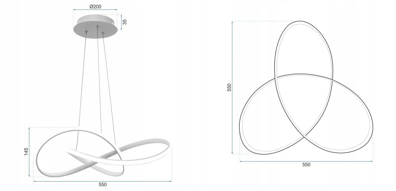 Pendant LED Lamp TOOLIGHT APP393-CP Modern Ring Chrome + remote control 1-light point 40W 55x55x14,5cm