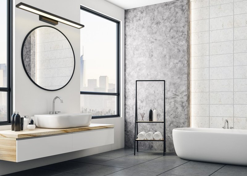 Bathroom Wall LED Light TOOLIGHT APP840-1W FLAT Black 60cm