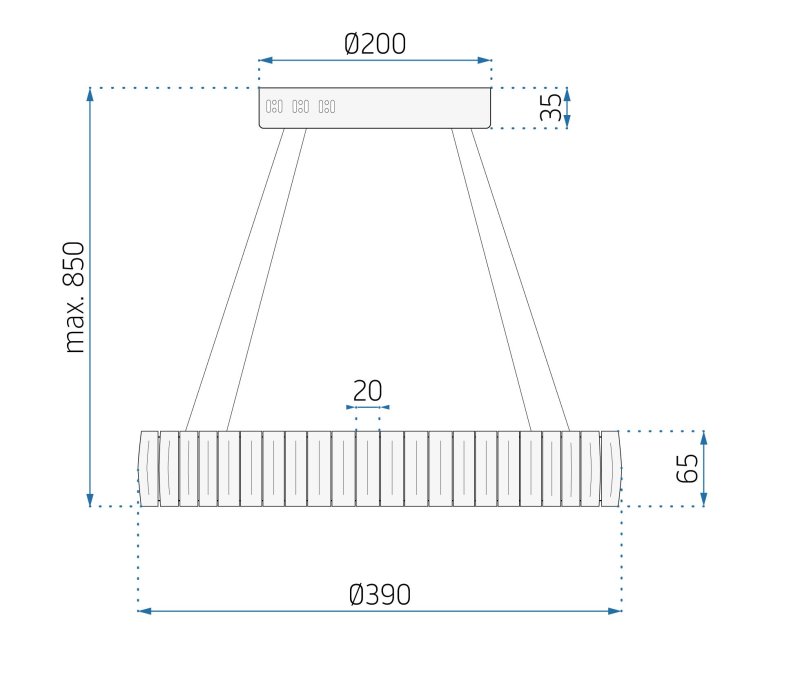 Pendant LED Lamp TOOLIGHT APP1040-CP Cristal + remote control Round 2-light points 40W 39x39x6,5-85cm