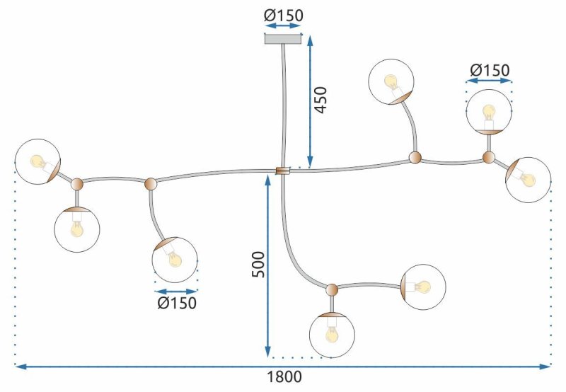 CEILING LAMP CHANDELIER TOOLIGHT APP1673-8CP BLACK