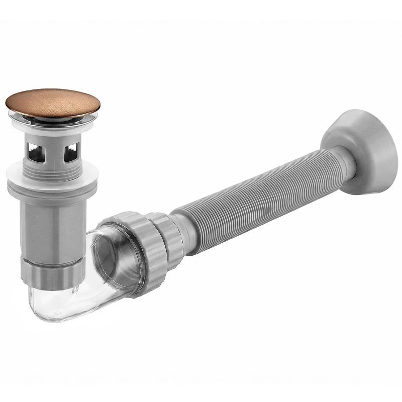 UNIVERSAL CLICK-CLACK WASHBASIN SIPHON REA FLOW BRUSH COPPER
