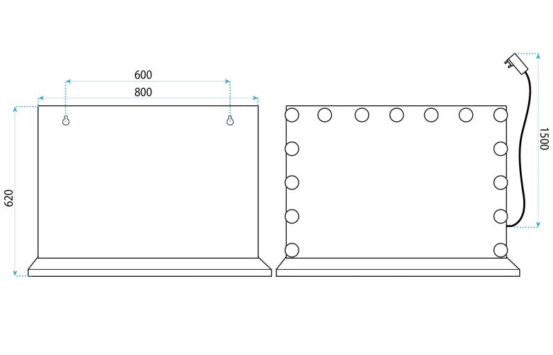 MIRROR REA HOLLYWOOD WHITE 80X60 LED