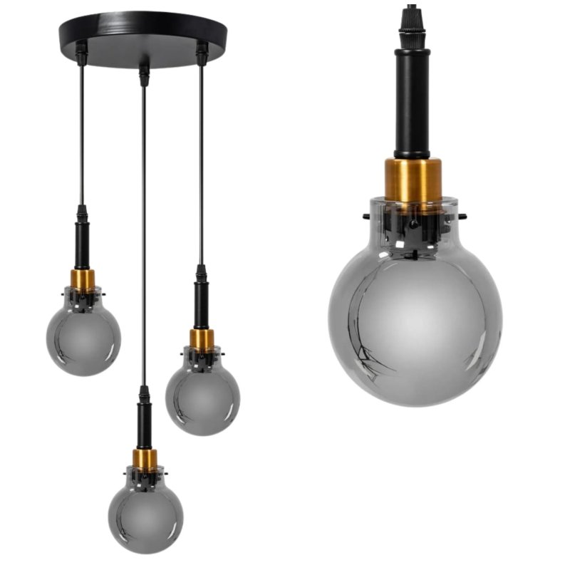 Pendant Lamp TOOLIGHT APP1125 Balls Metal - Glass Black - Gold E14 1-light point
