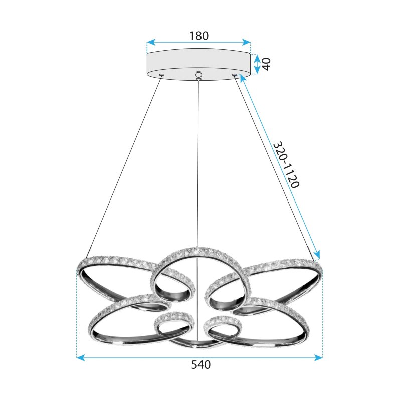 CEILING LAMP CHANDELIER TOOLIGHT G002-CP CHROME