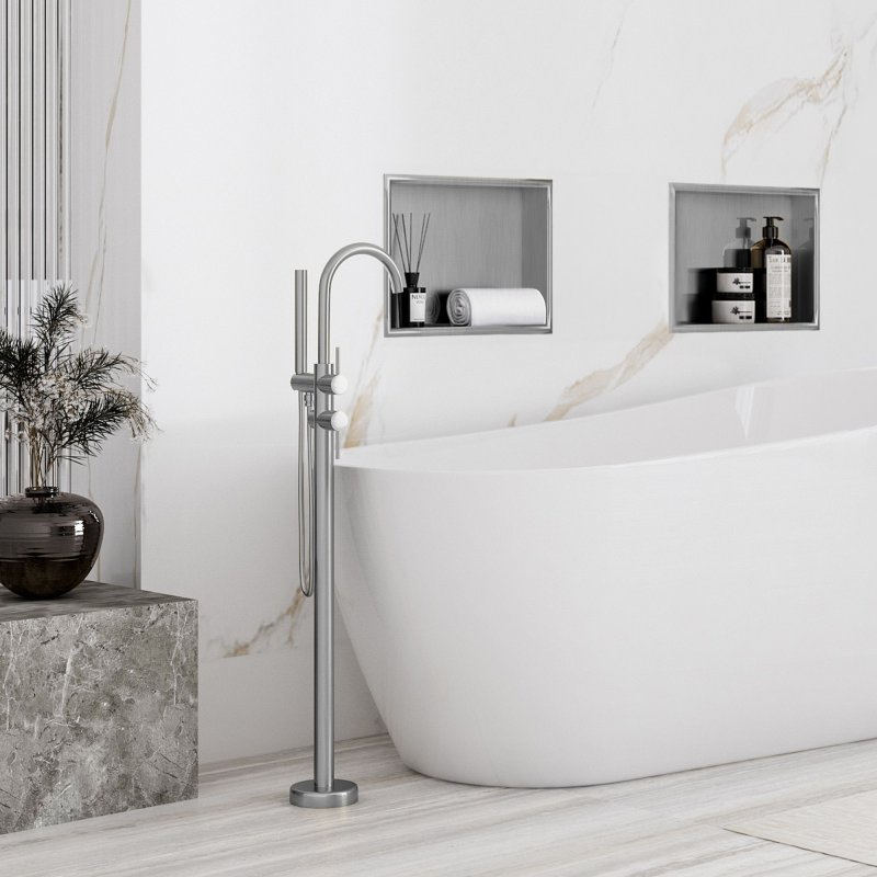 Built-in Stainless Steel Bathroom Shelf 30X30 Brushed Steel