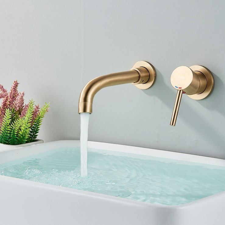 Concealed Basin Faucet REA Lungo Long Brush Gold + Box