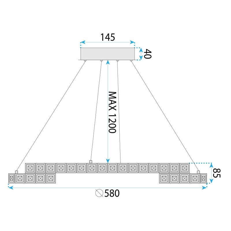 LED HANGING CEILING LAMP TOOLIGHT APP1770-CP CHROME 60CM