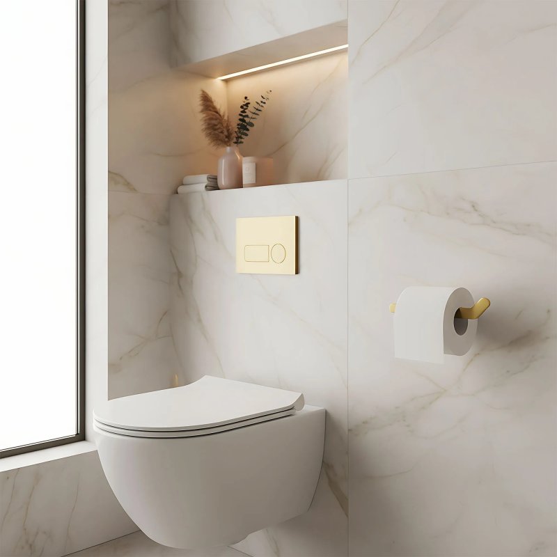 TOILET PAPER HOLDER REA 109 TIL BRUSH GOLD