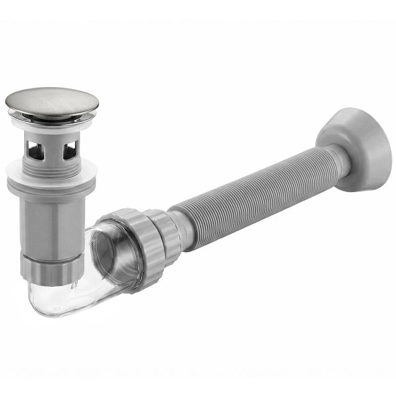 UNIVERSAL CLICK-CLACK WASHBASIN SIPHON REA FLOW BRUSH NICKIEL