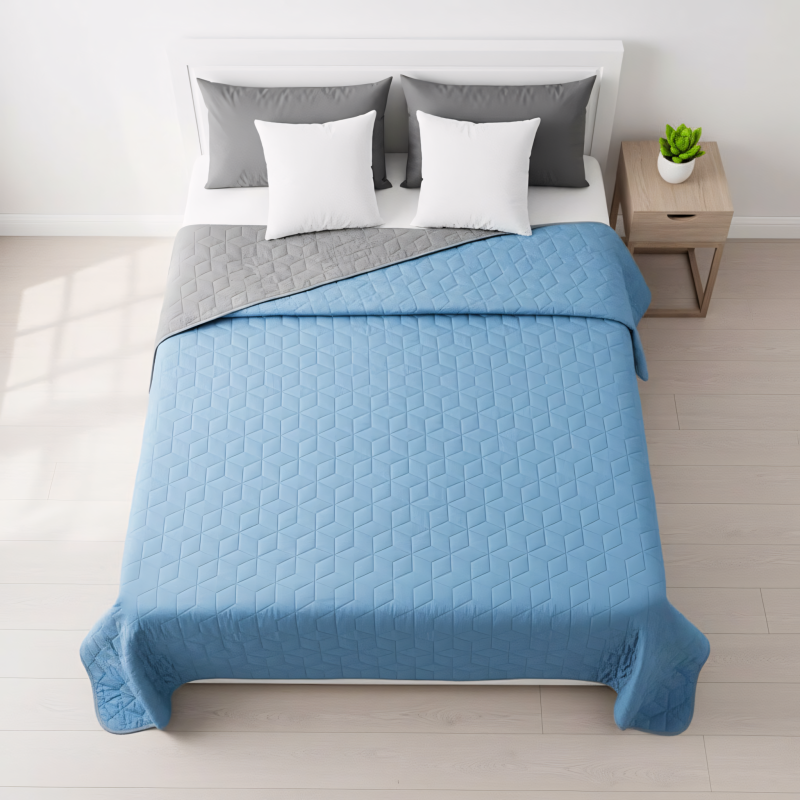 bedspread quilted Diamante L.Grey / Blue