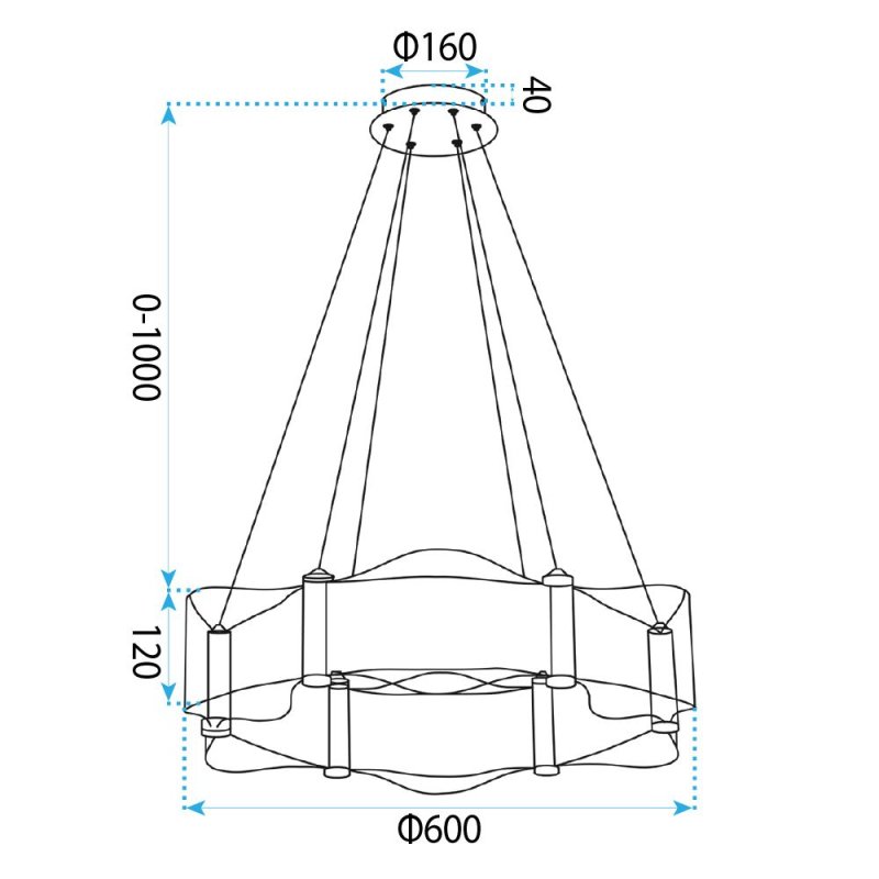 CEILING LAMP CHANDELIER REA G151-CP GOLD 60CM