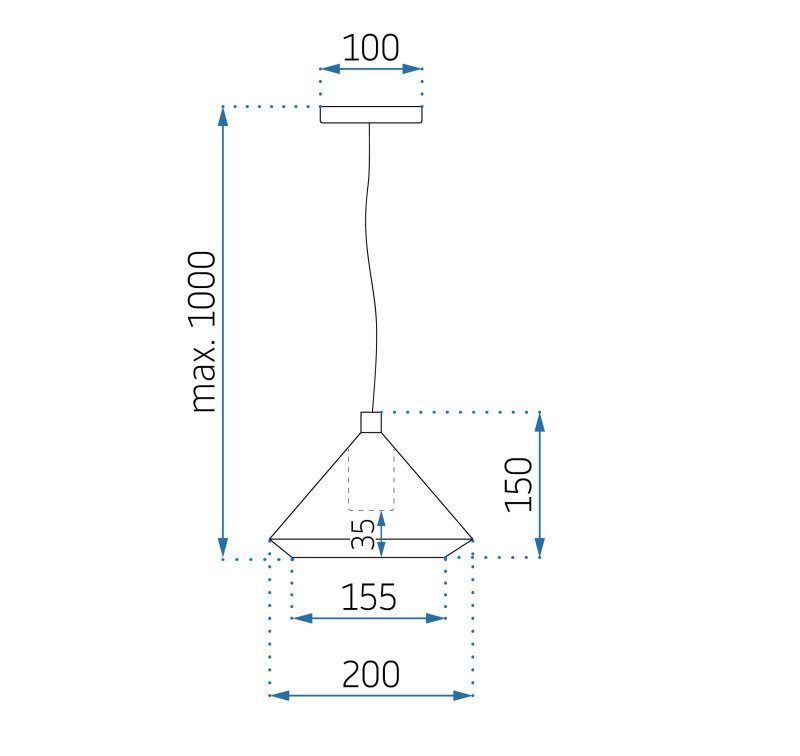Pendant Lamp TOOLIGHT APP1004-1CP White Round 1-light point E27 20x15x15-100cm
