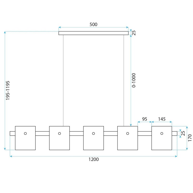 CEILING LAMP CHANDELIER TOOLIGHT APP1706-5CP GREY