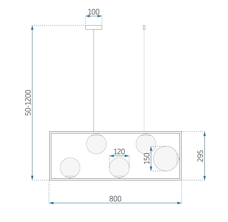 Pendant Lamp TOOLIGHT APP1020-5CP Gold 5-light points G9 12x80x29,5x50-120cm