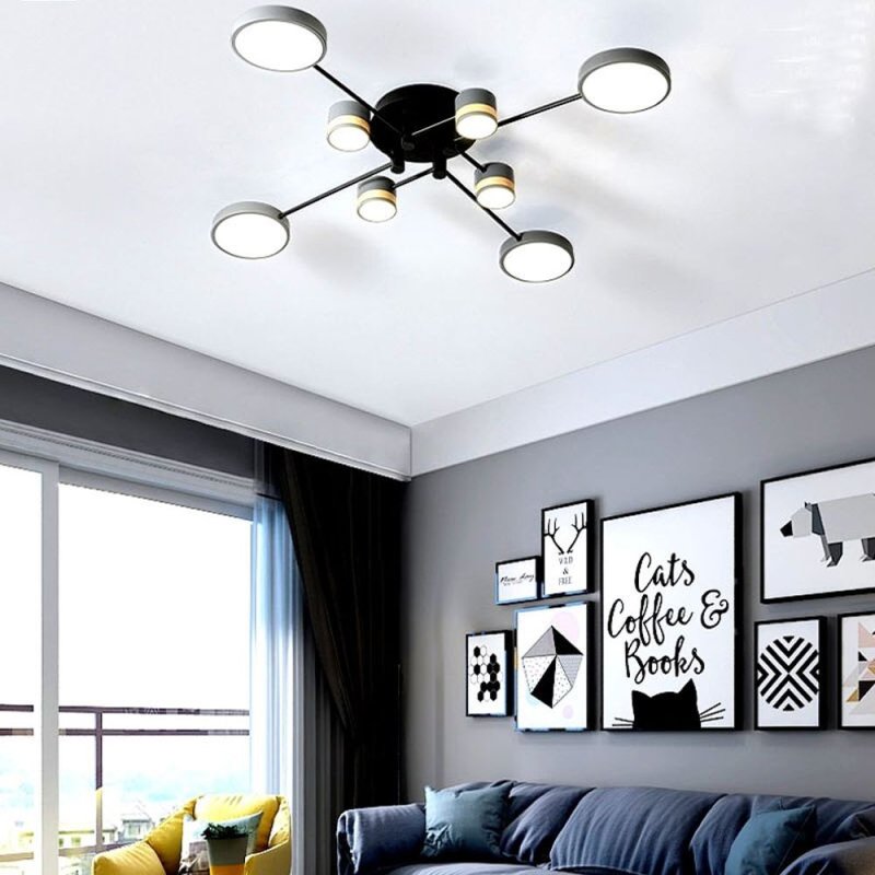Ceiling LED Lamp Chandelier TOOLIGHT APP528-8C Grey + Remote Control 8-light points 79x79x11Cm
