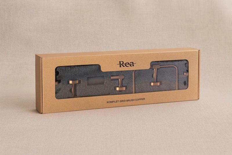 BATHROOM HOOK SET REA GRID BRUSH COPPER 4 PIECES